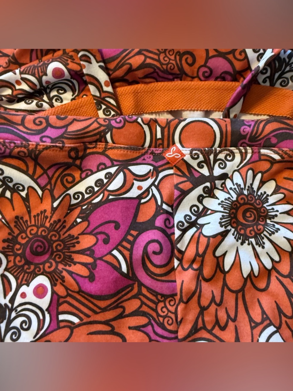 Prana Floral Sundress in Orange & Pink Size Large Built in bra no padding - Picture 5 of 8